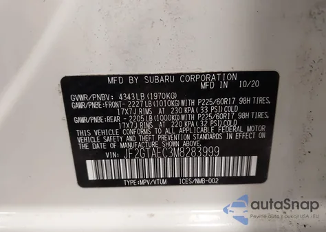 2021 Subaru Crosstrek Premium from USA, damaged, VIN JF2GTAEC3M8283999